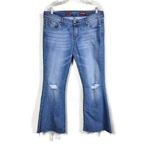 Express Jeans Stella Fit &‎ Flare Distressed Blue Jeans Womans Size 12L